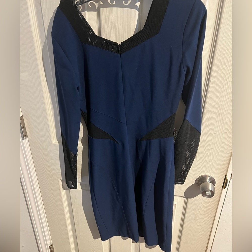 Reiss Dress Blue Womens Size 8 Body Mesh Design Long Sleeve Occasion Wear - Picture 6 of 16